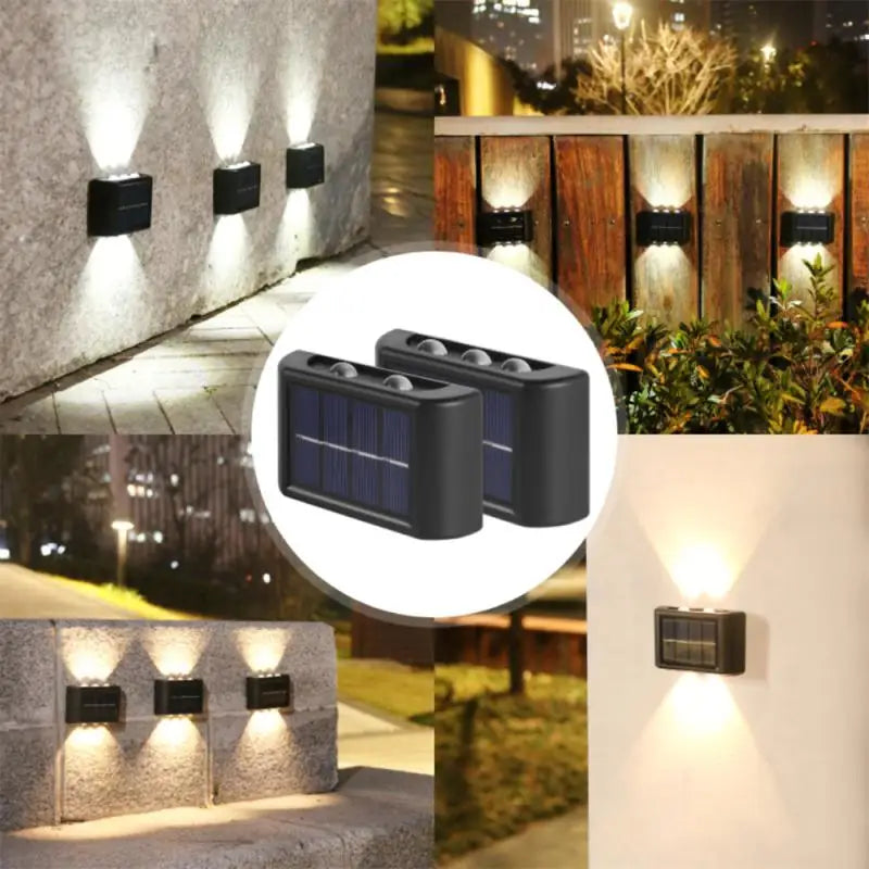 Solar Wall Lights Fence Up Down LED Sunlight Lamps Outdoor Waterproof Solar Stairs Wall Lamp For Backyard Garden Garage Pathway