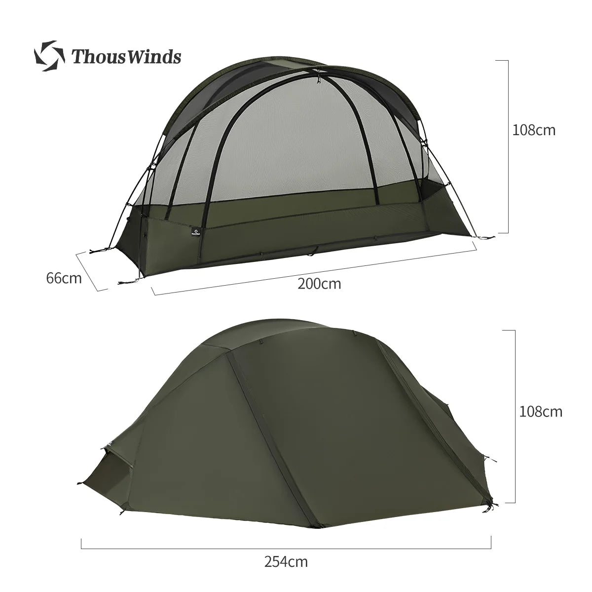 Thous Winds Scorpio 1 People Tent Ultralight Hiking Solo Tent Outdoor Backpack Tent Cot Tent 15D Nylon Ripstop Both Side Silicon