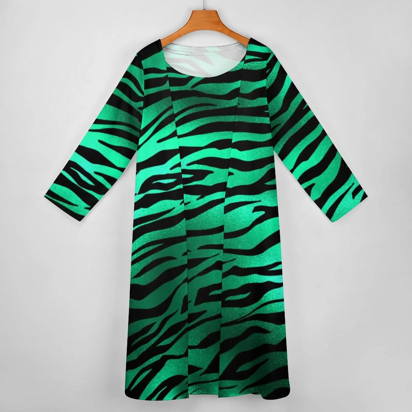 Zebra Print Dress Spring Green And Black Stripes Street Fashion Casual Long Dresses Womens Custom Night Club Maxi Dress Big Size