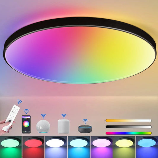 Smart Ceiling Light Smart RGB Dimming Remote For Alexa Google-Luster Home Appliance Wifi Control Ceiling Lighting Hanging Lamps