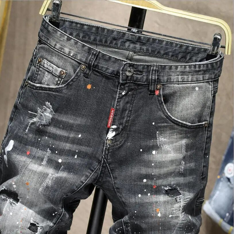 Men Summer Black Denim Shorts Holes Short Jeans Good Quality Men Fit Casual Jeans Shorts New Fashion Male High Streetwear Jeans 