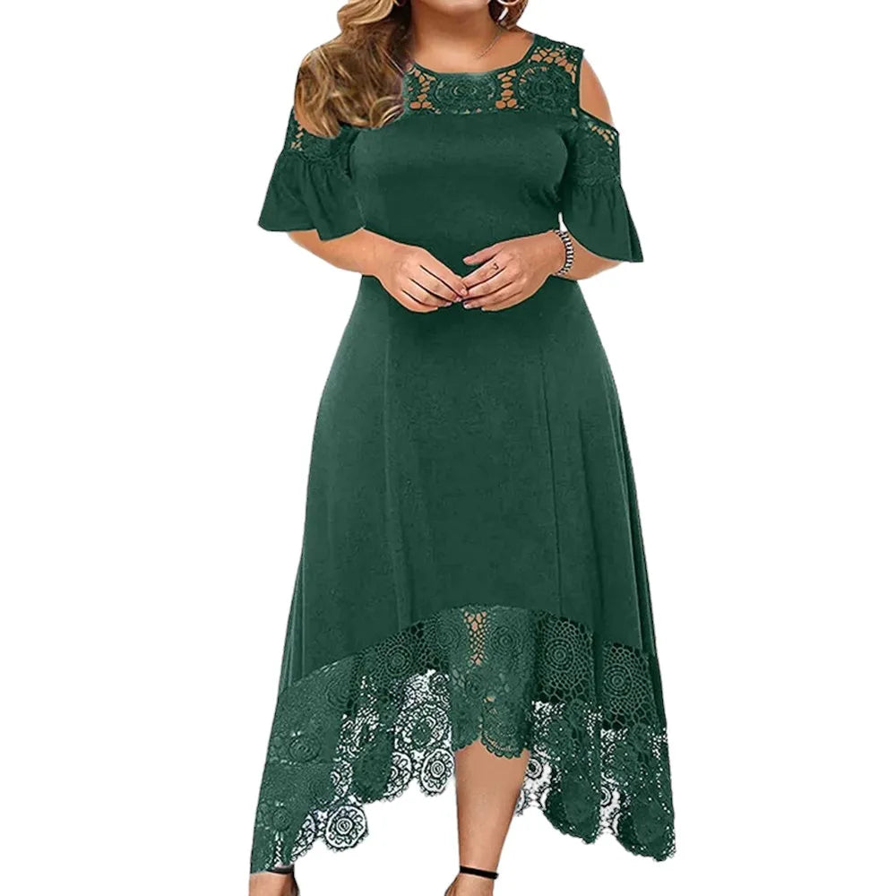 Women Summer Short Sleeve Wedding Guest Plus Size Dresses Casual Big Swing Dress Female Solid Color Elegant Maxi Dress