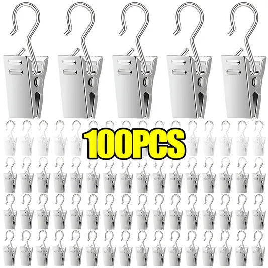 10/100Pcs Mini Metal Curtain Clip with Hook Sturdy and Enduring Multifunctional Window Curtain Hook Clip Home Window Accessories