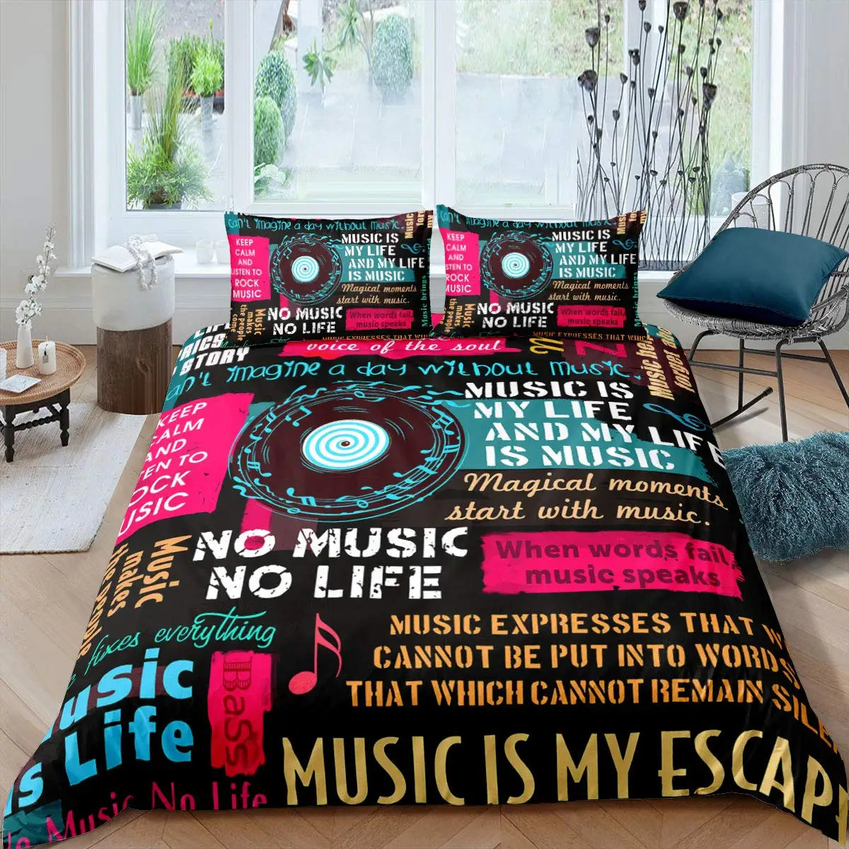 Rock Music King Queen Duvet Cover Electric Guitar Punk Style Bedding Set Youth Fashion Hip Hop 2/3pcs Polyester Comforter Cover