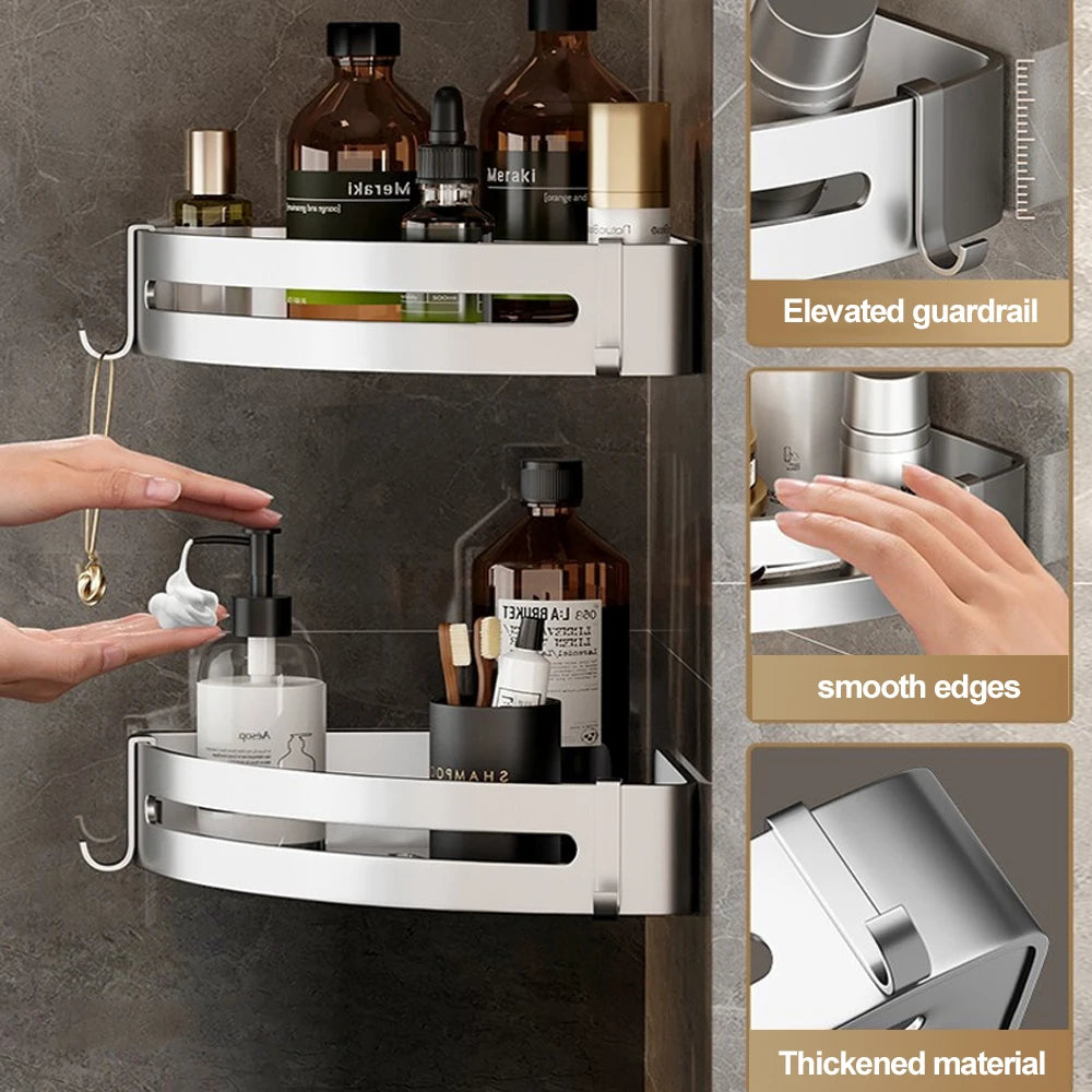 VILOYI Bathroom Shelves Wall Mounted No Drill Space Aluminum Shower Corner Caddy Storage Shelf Multilayer Kitchen Organizer Rack