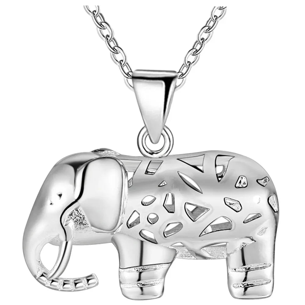 Street fashion 925 Sterling Silver Pretty elephant pendant Necklace For Women Wedding accessories party designer Jewelry gifts