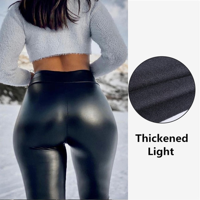 Womens PU Pants Leather Leggings Plus Size Pants Push Up Hip Skinny Sexy High Waist Trousers Slim Legging S-5XL