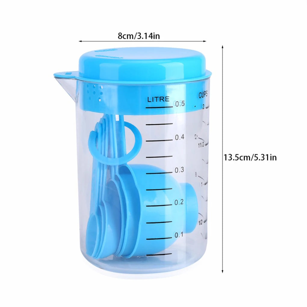 New Portable 7PCS/Set Plastic Measuring Cups with Spoons Measure Kitchen Utensil Cooking Scoops Sugar Cake Baking Scales Spoon