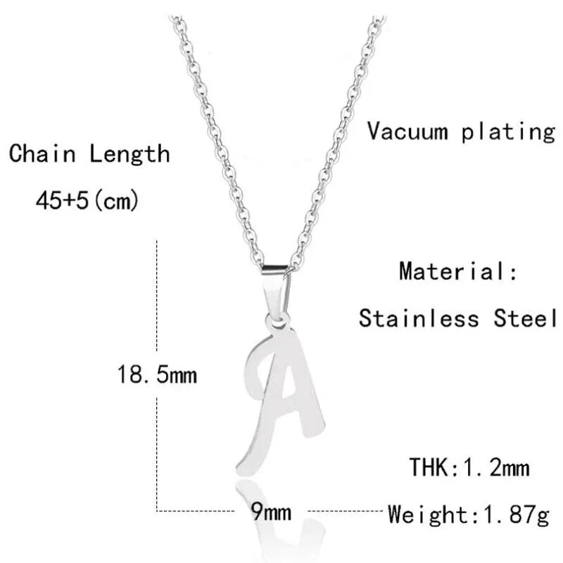 Simple Silver Color 26 Letter Pendant Necklace Fashion Unisex A-Z Initials Stainless Steel Choker Clavicle Chain Jewelry Gifts