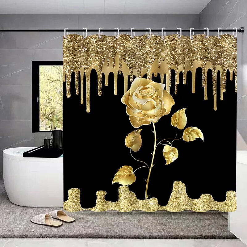 Waterproof Shower Curtain Set with 12 Hooks Toilet Covers Seat Bath Mats for Bathroom non-slip Rug carpet Curtain for Windows