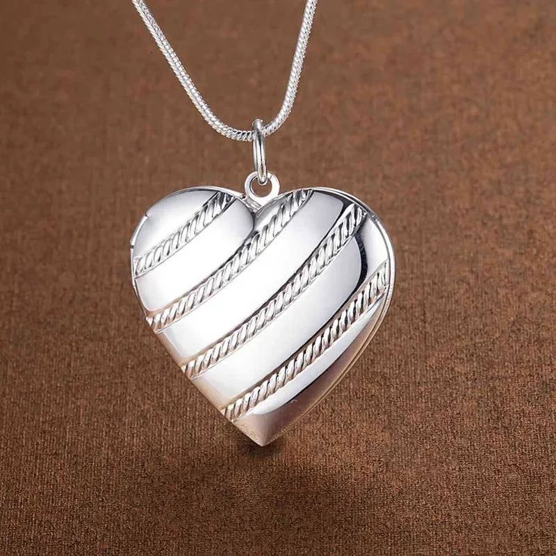 Trending products 925 Sterling Silver Necklace Heart photo frame Pendant for woman Fashion brands party wedding Jewelry gifts