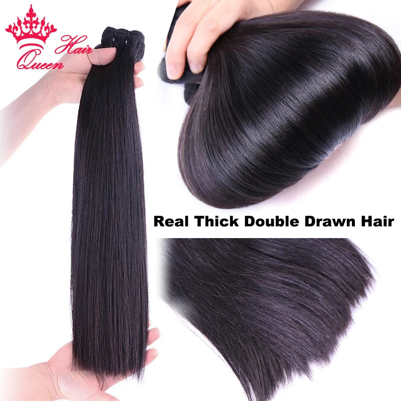 Thick Double Drawn Bone Straight Human Hair Unprocessed Virgin Raw Hair Top Quality Long Full Bundle Hair Queen Hair