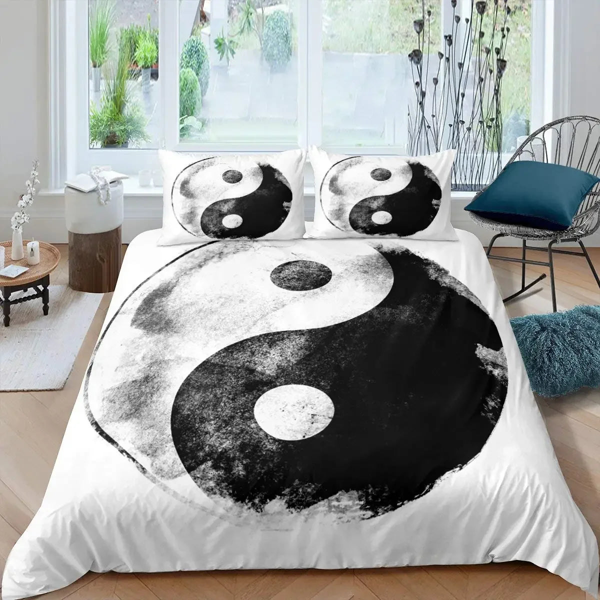 Yin Yang Duvet Cover Set Boho Trippy Art Twin Comforter Cover Gossip Traditional Ying Yang Theme King Size Polyester Quilt Cover