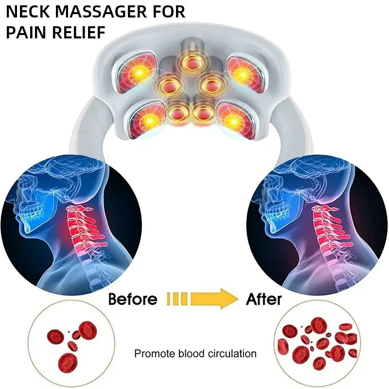 Shoulder Neck Massage Smart Back And Neck Massager Cervical Vertebra Health Care Vibrator Heating Relieve Pain Muscle