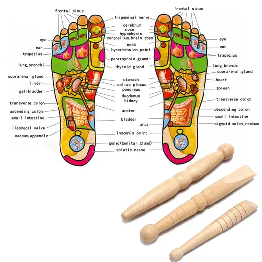 Natural Wooden Foot Body Massage Stick Relieve Muscle Soreness Relaxing Tool Foot Reflexology Massager Hot  Beauty Health