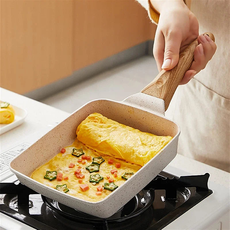 Pan Nonstick Japanese Omelet Pan Egg Roll Pan Anti Scalding Handle Breakfast Maker Cookware for All Stove Frying Pan