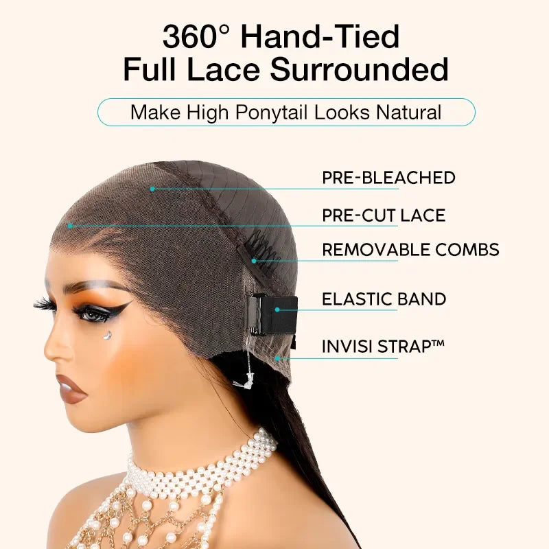 Ashimary 360 Full HD Lace Frontal Human Hair Wigs Deep Wave Curly 360 Transparent Lace Wigs Pre Plucked Hairline With Babyhair