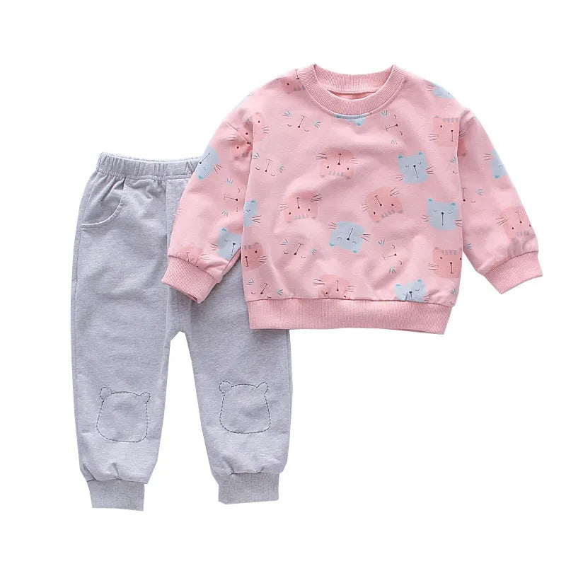 New Autumn Baby Girl Clothes Suit Children Cartoon T-Shirt Pants 2Pcs/Sets Toddler Casual Costume Infant Outfits Kids Tracksuits girl outfits