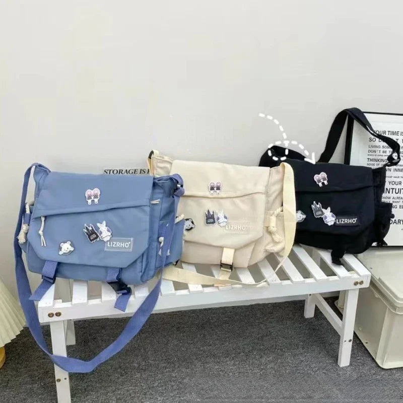 Messenger  Handbags School Single Shoulder Girl Student Hong Kong Style Retro Large Capacity Postman Women's