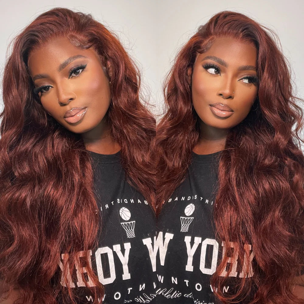 UNice Reddish Brown Body Wave 13x4 Lace Front Wig Human Hair Preplucked Lace Wig Pre-Cut 6x4.75 Lace Wear Go Glueless Wig