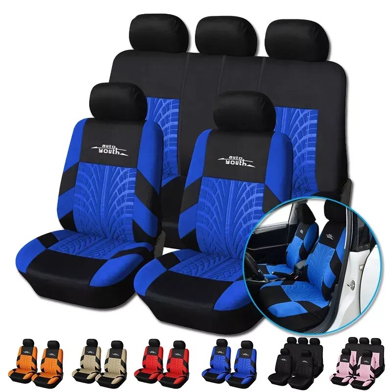 Seat Cover Polyester Fabric  Set Red Car Styling Fit Most Car Interior Accessories Sedans Seat Covers for Car Care