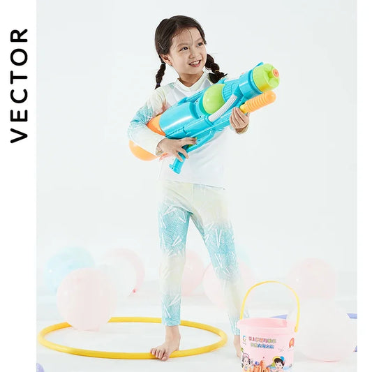 VECTOR Children's Swimsuit Sunscreen Swimsuit Bikini Breathable Split Suit Summer Beach Long-sleeved Swimsuit Can Be Split 2023