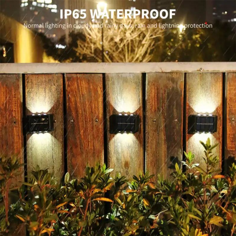 Solar Wall Lights Fence Up Down LED Sunlight Lamps Outdoor Waterproof Solar Stairs Wall Lamp For Backyard Garden Garage Pathway