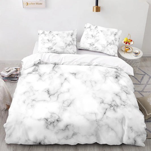 White Marble Twin Duvet Cover Set Marble Printed Bedding Set Black Grey White Abstract Queen King Soft Polyester Comforter Cover