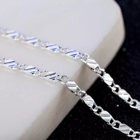 New luxury 925 Sterling Silver special 2MM flat Clavicle chains Necklaces for Men Women wedding Jewelry Christmas gifts 40-75cm