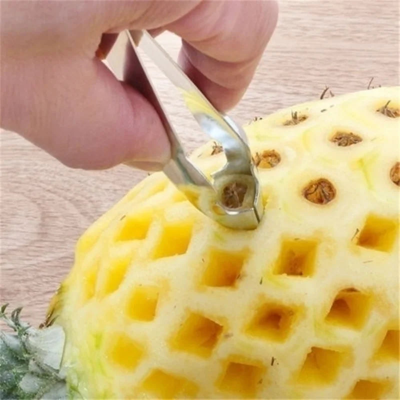 Pineapple Eye Remover Portable Stainless Steel Fruit Core Seed Clip Strawberry Hullers Peeler Vegetable Tongs Kitchen Gadgets