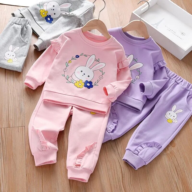 New Spring Autumn Baby Girls Clothes Children Cute T-Shirt Pants 2Pcs/Sets Kids Outfits Toddler Casual Costume Infant Tracksuits