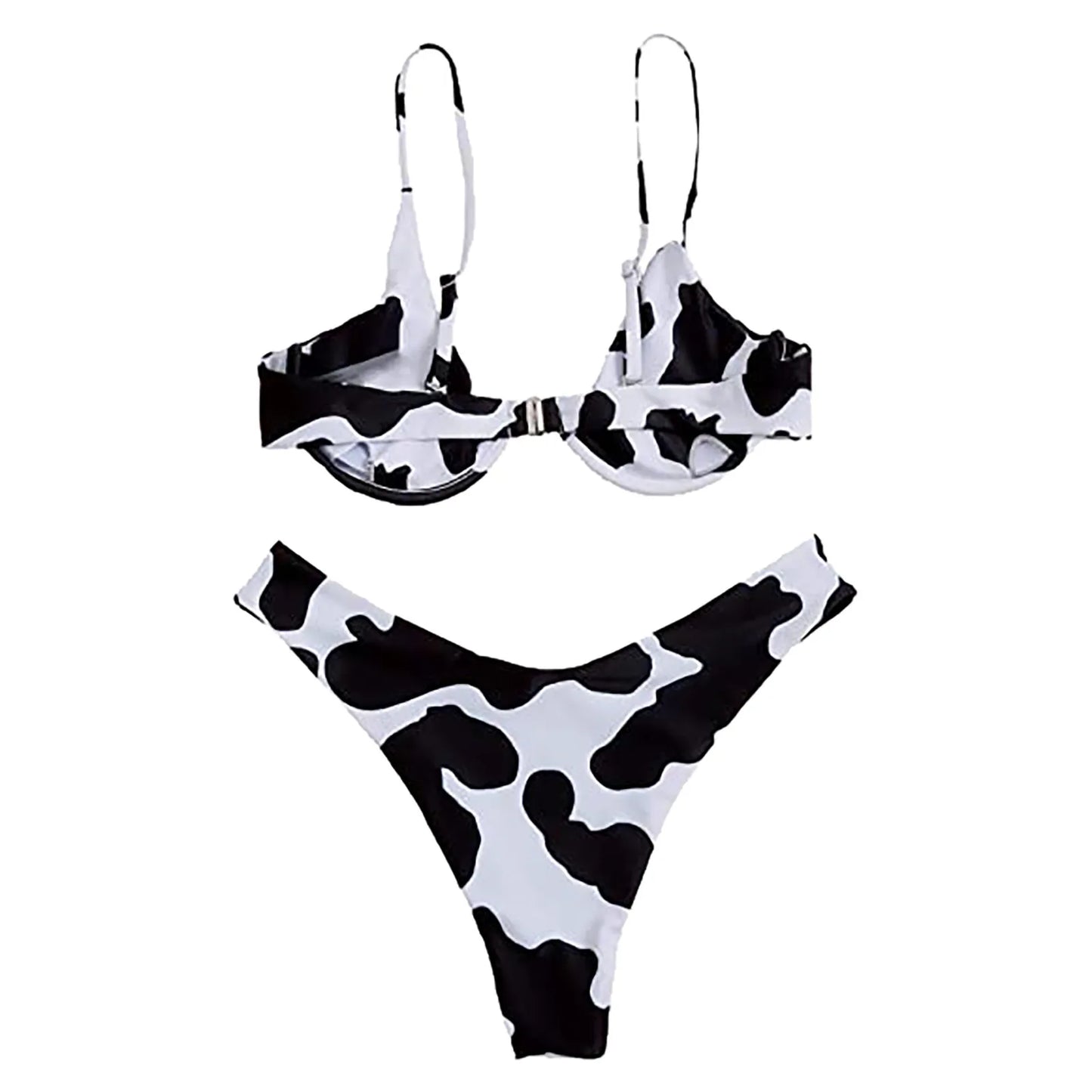 Women'S Cow Print Sexy High Split Swimsuit Bikini Set Women Two Piece Swimwear Luxury Cover Up Spring Summer Beach Mujer Tankini