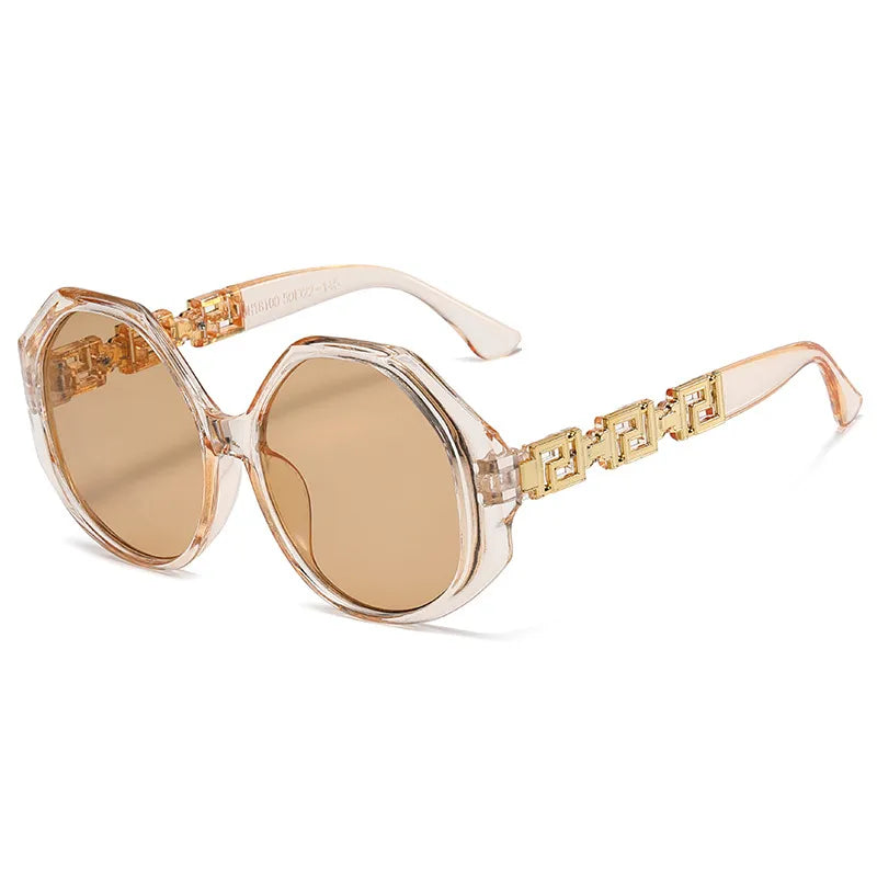 Trend Big Irregular Frame Sunglasses Women Men Luxury Designer Vintage Metal Hollow Fashion Shades UV400