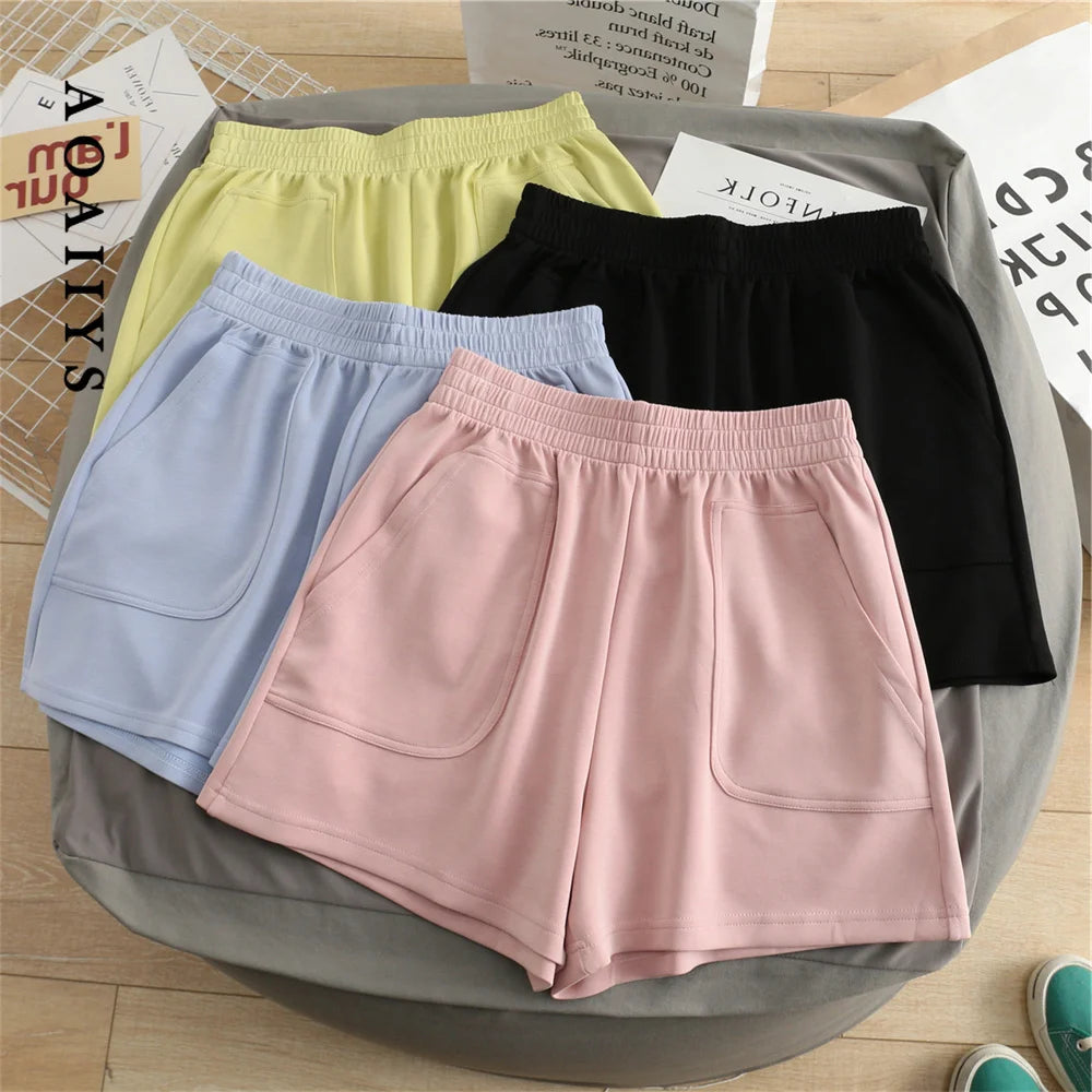 Summer Shorts for Women High Waist Shorts Casual Loose Comfortable Homewear Bottoms Elastic Hot Pants Solid Wide Leg Sweat Short