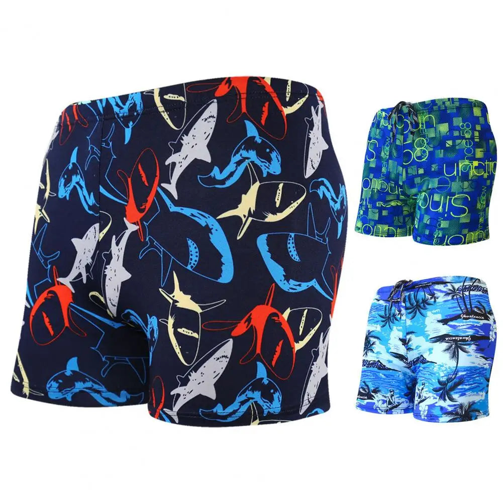 Terrific Swimming Trunks Quick Dry Men Trunks Eye-catching Stretchy Cute Pattern Summer Trunks