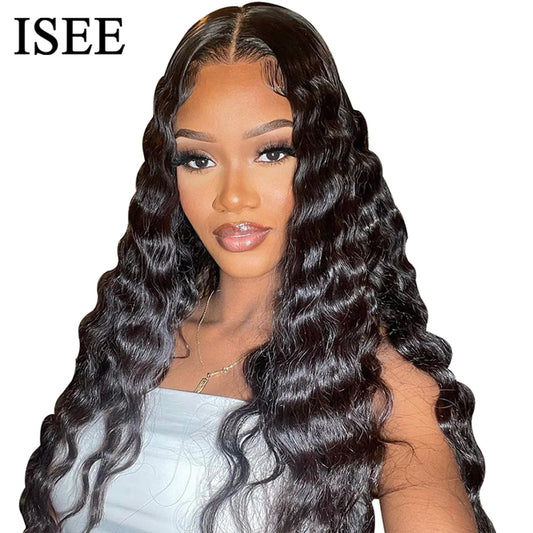 Wear Go Glueless Wig ISEE HAIR Brazilian Loose Deep 13x4 Lace Front Wig Preplucked Human Wigs Ready To Go Pre Cut 6x4 Lace Wig