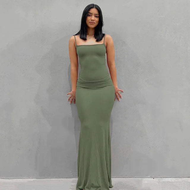 Satin Slip Backless Maxi Dress 