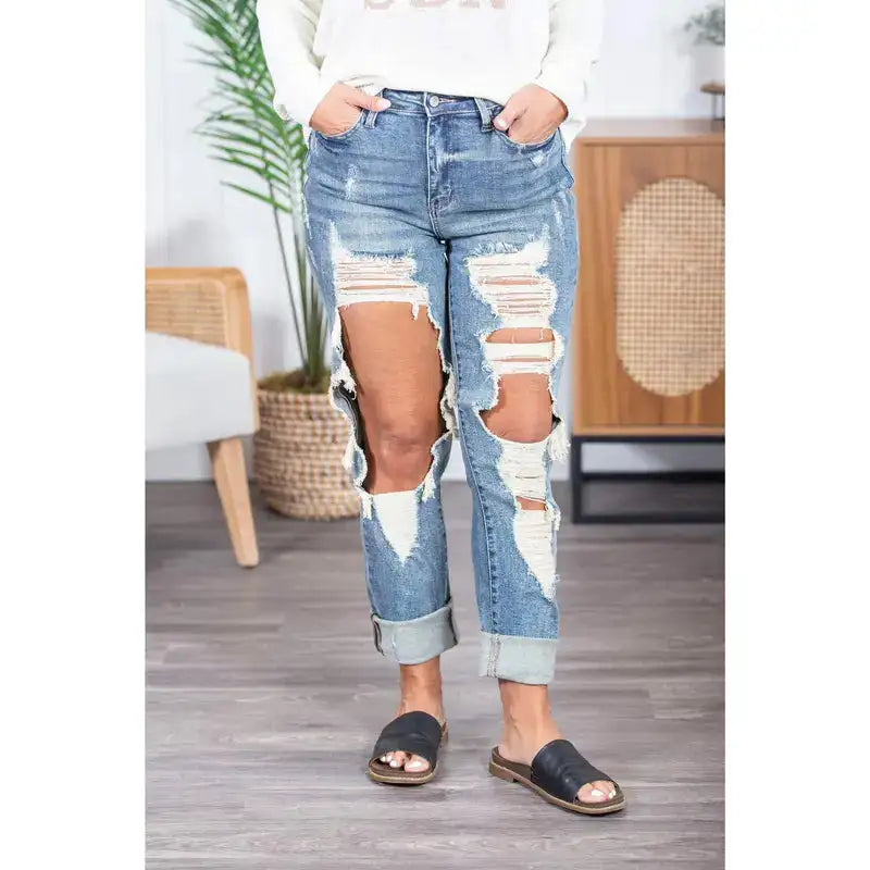 Straight Shooter Ripped Jeans 