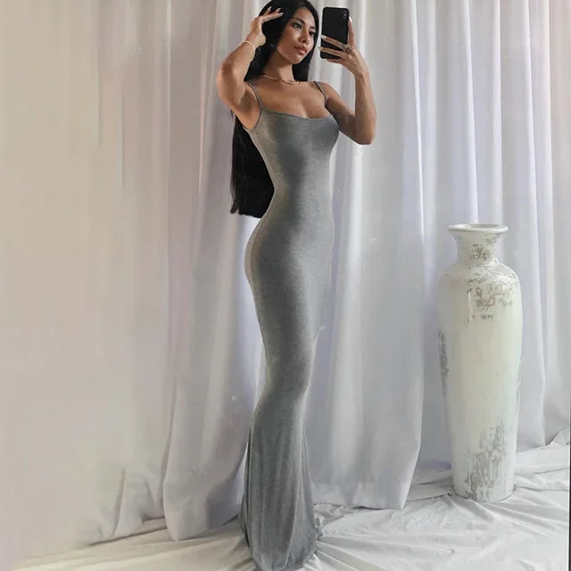 Satin Slip Backless Maxi Dress 