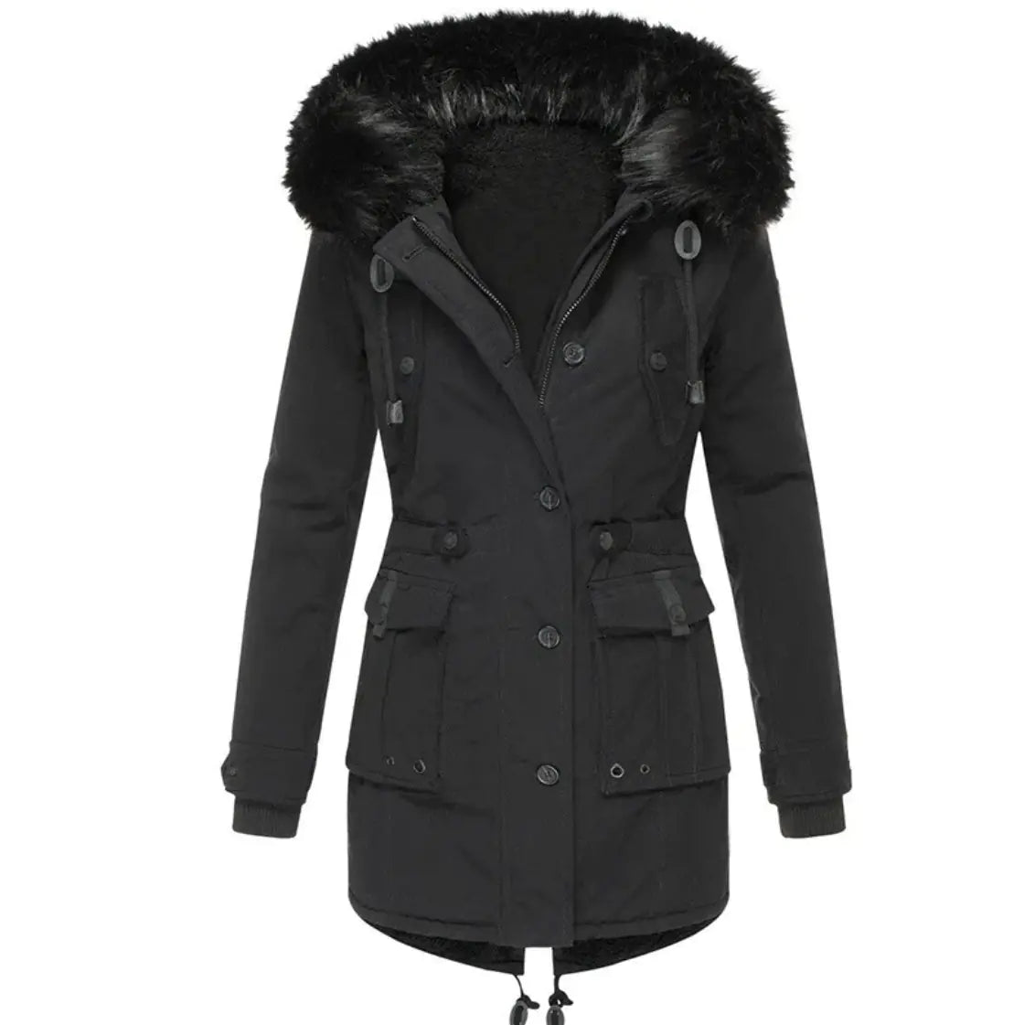 Fleece-Lined Cotton Puffer Coat 