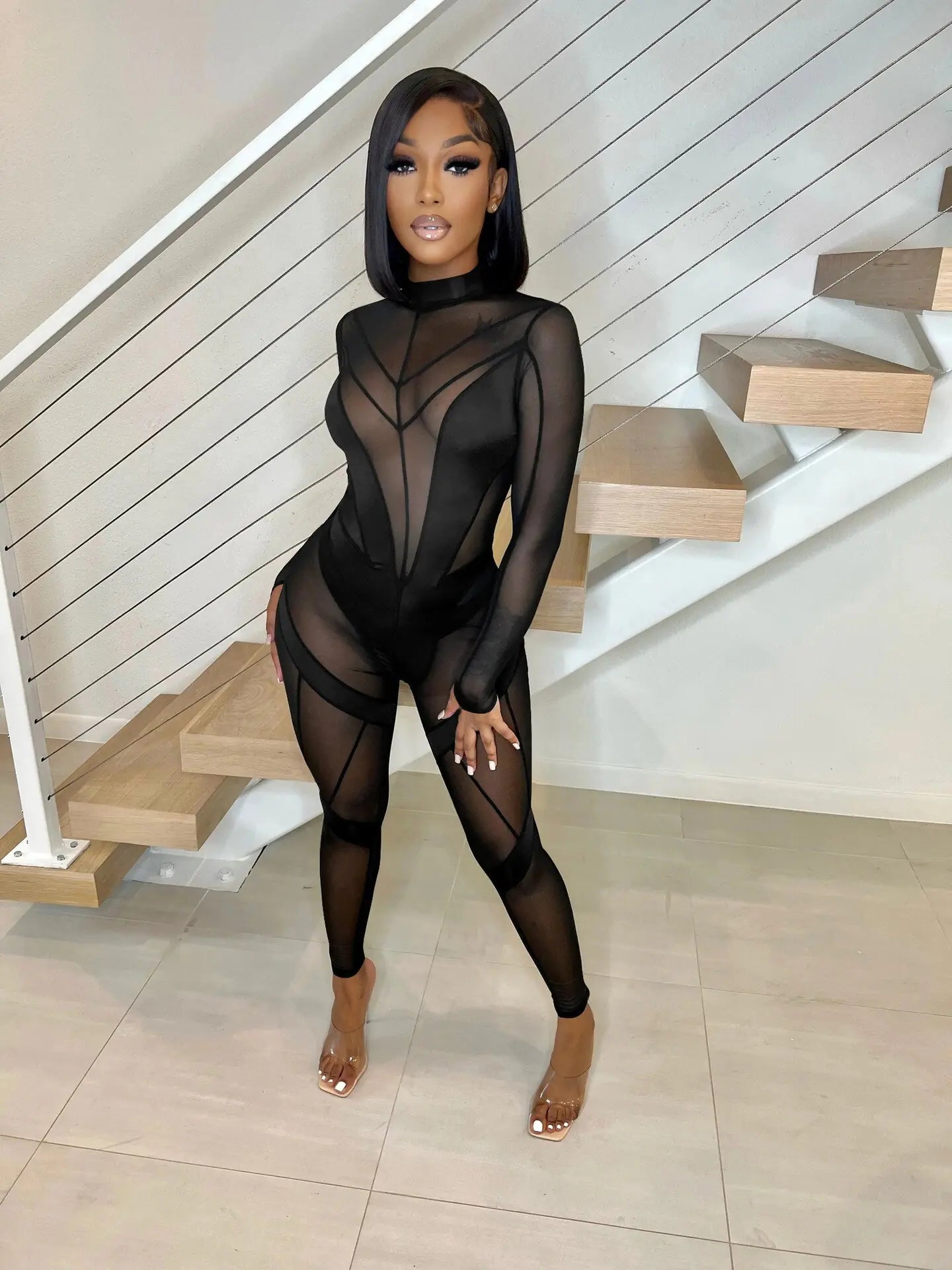 Echoine Stretch See Through Jumpsuit 