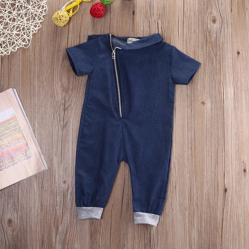 Denim Toddler Romper Jumpsuit Outfit 