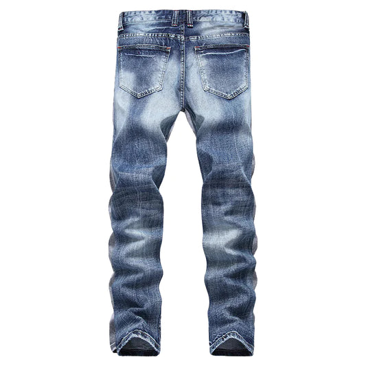 Cross Border Men's Ripped Straight Regular Jeans 