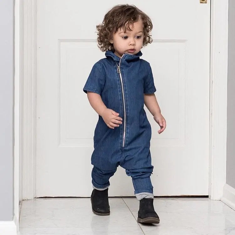 Denim Toddler Romper Jumpsuit Outfit 