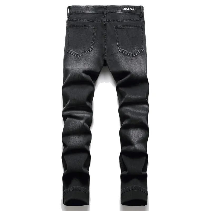 Men's Paisley Bandana Print Patch Jeans 