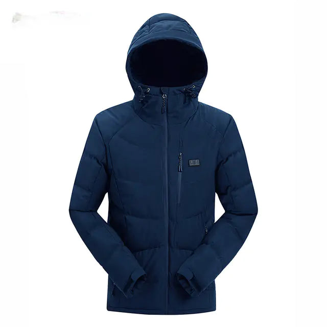 Men Winter Outdoor USB Infrared Heating Hooded Jacket 