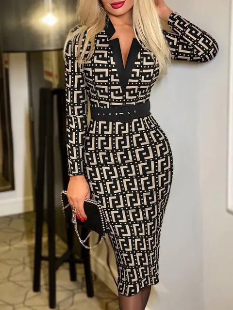 Hip Long Sleeve Sexy Dress 