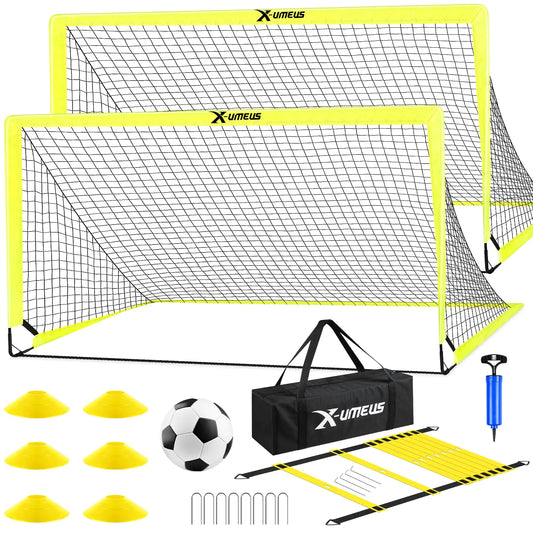 ^Portable Pop Up Soccer Goal Set with Ball Ladder Cones - For Backyard Training and Games