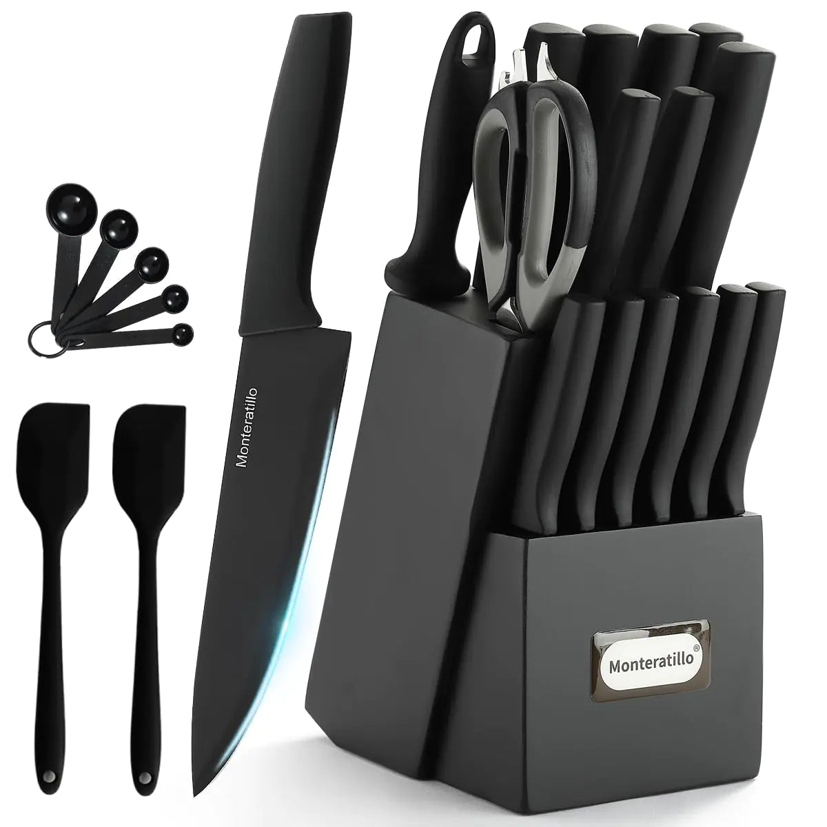^Knife Sets Kitchen Knife Block Set 19 Pcs Kitchen Knife with Sharpening High Carbon Stainless Steel Sharp & Rust Resistant Dishwasher Safe