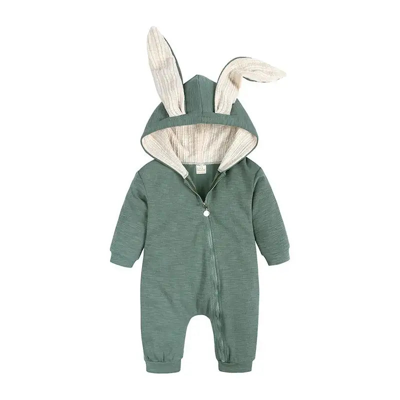 Rabbit Ear Hooded Baby Rompers 